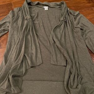 Christopher & Banks Olive Green Open Front Cardigan